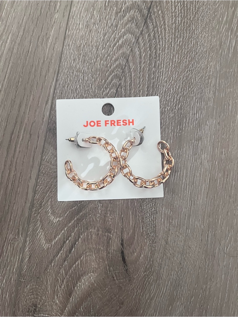 Joe Fresh Rose Gold Chain-Link Hoop Earrings